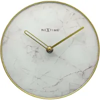 Nextime Marble – Stille Tafelklok – 20 cm – Glas/Metaal – Wit