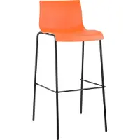 CLP Barkruk Hover kunststof 4-potig frame, met rugleuning, voetsteun zwart/oranje