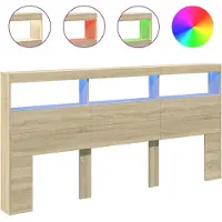 vidaXL Hoofdbordkast met LED-verlichting 200x17x102 cm sonoma eiken