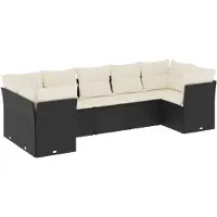 vidaXL 7-delige Loungeset met kussens poly rattan zwart