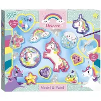 Totum Unicorn gips gieten schilderen model & paint 10 gipsfiguren maken incl. 5 kleuren verf en penseel - knutselset cadeau tip speelgoed meisjes en jongens vanaf 5 jaar