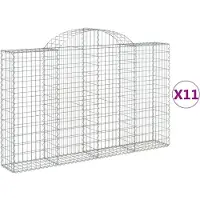 vidaXL Gabionen met boogvorm, 11 stuks, 200x30x120/140 cm, verzinkt staal