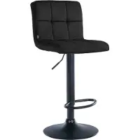 CLP barkruk, Peru, fluwelen bekleding, in hoogte verstelbaar, draaibaar, met rugleuning | Kleur: zwart, frame: zwart