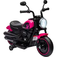 HOMCOM Elektrische kindermotor Kunststof, Metaal 76L x 42B x 57H cm Roze+Zwart