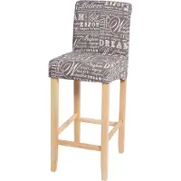 Mendler Barkruk -C33, barkruk tegenkruk, hout MVG-gecertificeerd ~ belettering, grijs, lichte poten, stof/textiel