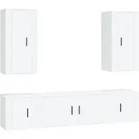 vidaXL 5-delige Tv-meubelset bewerkt hout wit