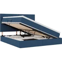 vidaXL LED-bed met opbergruimte en matras, blauw, 180 x 200 cm, met stoffen bekleding
