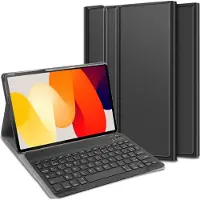 Cazy tablet Hoes met Toetsenbord geschikt voor Xiaomi Redmi Pad SE - AZERTY Bluetooth Keyboard Case - Zwart