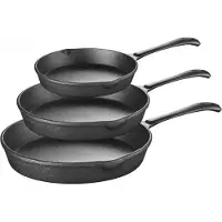 Krisberg Set van 3 Gietijzeren Koekenpannen (Ø25, Ø20, Ø16 cm) – Oven • Open vuur • Inductie • Gas