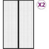 vidaXL Vliegenhorren voor deuren, 2 stuks, magnetisch, zwart, 220x130 cm