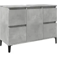 vidaXL Wastafelkast 80x33x60 cm bewerkt hout betongrijs