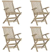 vidaXL Klapstoelen, 4 stuks, grijs, 56 x 61 x 89 cm, massief teakhout