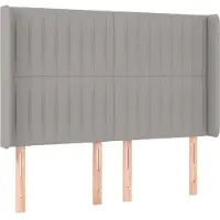 vidaXL Hoofdbord met randen 147x16x118/128 cm stof lichtgrijs