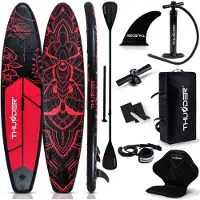 Thunder Moth stand-up paddleboard, 320 x 75 x 15 cm, zwart-rood, maximaal draagvermogen 150 kg