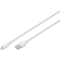 Digitus AK-600108-005-W USB-laadkabel USB 2.0 USB-A stekker, Apple Lightning stekker 0.50 m Wit Flexibel, Zeer flexibel, Met USB, Silicone, Uitstekende