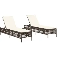 vidaXL Ligstoelen 2 st met tafel poly rattan bruin