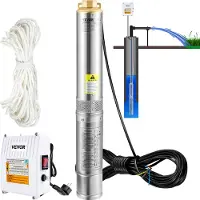 Vevor 4" diepe bronpomp 1100W bronpomp 190L/min dompelpomp max. opvoerhoogte 57m leidingpomp 230V 50Hz zandpomp IP68 waterpomp 0-40℃ pomp Ideaal voor irrigatiewatervoorziening afvoer