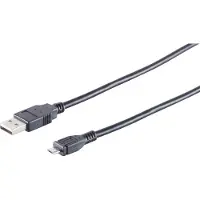 S-Conn USB Micro B naar USB-A kabel - USB2.0 - tot 2A / zwart - 0,50 meter
