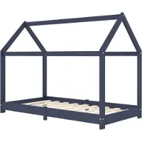 vidaXL Kinderbedframe massief grenenhout grijs 80x160 cm