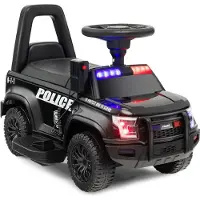 Costway 6 V Elektrische Politie Kinderauto - met Megafoon en Waarschuwingslicht - Zwart