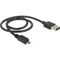 DeLOCK Easy-Micro USB naar Easy-USB-A kabel - USB2.0 - tot 2A / zwart - 0,50 meter