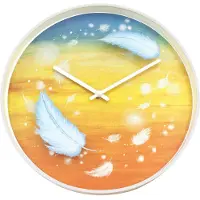 Nextime Feathers – Wandklok – 30 cm – Plastic – Multicolor – Stil