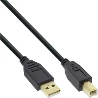InLine USB 2.0 kabel, A naar B, zwart, gouden contacten, 2m