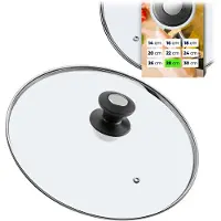 Kadax pan-deksel "Barletta", universeel glazen deksel met zwarte, matte handgreep, 28 cm