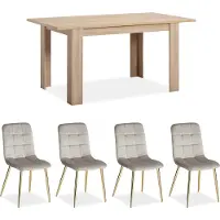 Homestyle4u Eethoeken - 120x80 cm - met 4 stoelen - Crème - Keukentafel Modern Natuurlijk