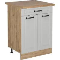 Vicco Keukenonderkast R-Line Wit Landhuis 60 cm met lade, WB Eik, Model 54201