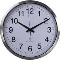Perel Wandklok, rond, analoog, 50 cm, radiogestuurde tijdsaanduiding (DCF), aluminium, zilver