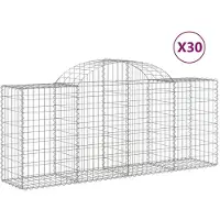 vidaXL Gabionen met boogvorm, 30 stuks, 200x50x80/100 cm, verzinkt staal