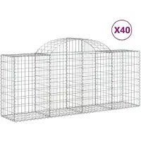 vidaXL Gabionen met boogvorm, 40 stuks, 200x50x80/100 cm, verzinkt staal