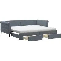 vidaXL Slaapbank onderschuifbed en lades 90x200 cm fluweel donkergrijs