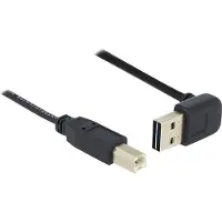 DeLOCK Easy-USB-A haaks (boven/beneden) naar USB-B kabel - USB2.0 - tot 2A / zwart - 3 meter