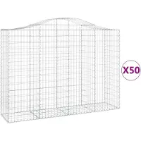 vidaXL Gabionen met boogvorm, 50 stuks, 200x50x140/160 cm, verzinkt staal