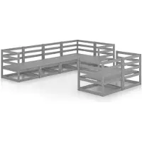 vidaXL 7-delige loungeset voor de tuin, grijs, massief grenenhout