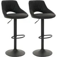 MCW Set van 2 barkrukken -N64, barkruk tegenkruk, draaibare voetensteun, imitatieleer metaal ~ zwart