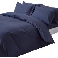 Homescapes Dekbedovertrek 200x200 cm Tweepersoons – Marineblauw – 100% Egyptisch Perkal Katoen – 200 TC – Inclusief 2 Kussenslopen