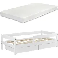 En.casa Kinderbed Borgarnes met matras en 2 lades 90x200 cm wit
