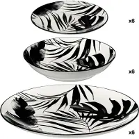 Secret De Gourmet Palme Diner Set - 18 stuks, Zwart en Wit