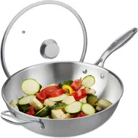 Relaxdays Wok, Pan + steelpan, Zilver