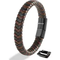 SERASAR Premium Echt Leren Armband voor Heren [Steady] Bruin, 20 cm, Magnetische Sluiting van Roestvrij Staal, Inclusief geschenkdoos