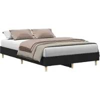 vidaXL - Bedframe - Zwart - Eiken - 193 - x - 123 - x - 25 - cm - Bewerkt - hout