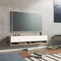 En.casa Tv-meubel Laitila 2 opbergvakken 140x31,5x29,5cm houtkleurig en wit