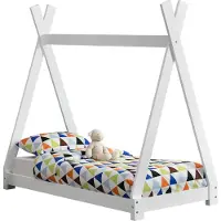 En.casa Juniorbed - Tipi met bedbodem 70x140cm - wit mat gelakt