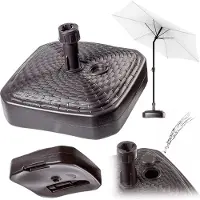 Kadax Parasolstandaard, ronde parasolstandaard, parasolhouder vulbaar met zand water of grind, standaard van kunststof voor tuin, terras, strand (versie 2 vierkant, bruin)