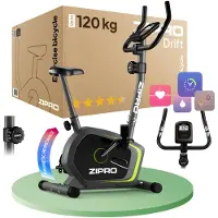 Zipro Drift Hometrainer Magnetische Fiets, Hartslagsensoren, Gemakkelijk te transporteren, Antislippedalen, Flessenhouder, Homegym, Stabiele structuur, Max. gebruikersgewicht 120 kg, zwart en grijs