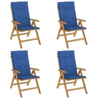 vidaXL Tuinstoelen 4 st verstelbaar met kussens massief teakhout