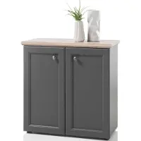 Möbelando Bijzetkastje Norah 82cm met 2 deuren - grijs/bruin